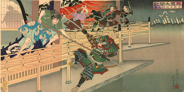 An 1890s representation of the Honnō-ji Incident